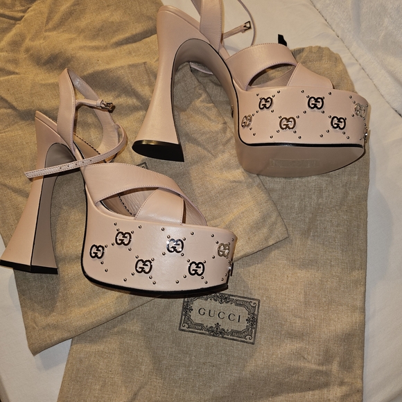 Gucci Blush Pink Platform Sandals - Picture 1 of 4